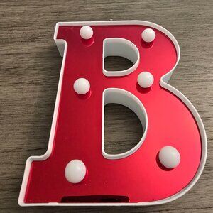 Marquee Letter B Light Decor Red Mirrored Surface